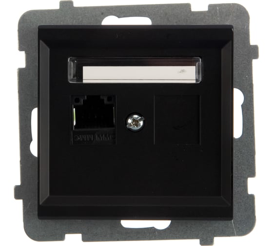 Компьютерная розетка Ospel Sonata 1-я, категория 5e, RJ-45, без рамки, черный металлик GPK-1R/K/m/33