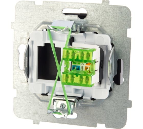 Компьютерная розетка Ospel Sonata 1-я, категория 5e, RJ-45, без рамки, черный металлик GPK-1R/K/m/33