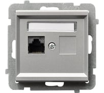 Компьютерная розетка Ospel Sonata 1-я, категория 5e, RJ-45, без рамки, матовое серебро GPK-1R/K/m/38