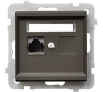Компьютерная розетка Ospel Sonata 1-я, категория 5e, RJ-45, без рамки, шоколадный металлик GPK-1R/K/m/40
