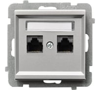 Компьютерная розетка Ospel Sonata 2-я, категория 5e, RJ-45, без рамки, матовое серебро GPK-2R/K/m/38