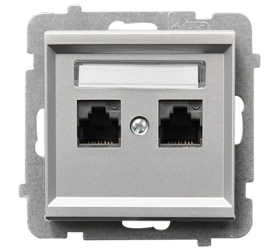 Компьютерная розетка Ospel Sonata 2-я, категория 5e, RJ-45, без рамки, матовое серебро GPK-2R/K/m/38