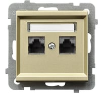 Компьютерная розетка Ospel Sonata 2-я, категория 5e, RJ-45, без рамки, шампанский золотой GPK-2R/K/m/39