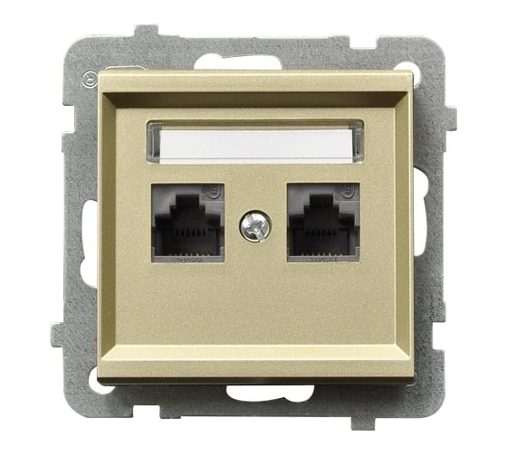 Компьютерная розетка Ospel Sonata 2-я, категория 5e, RJ-45, без рамки, шампанский золотой GPK-2R/K/m/39 1