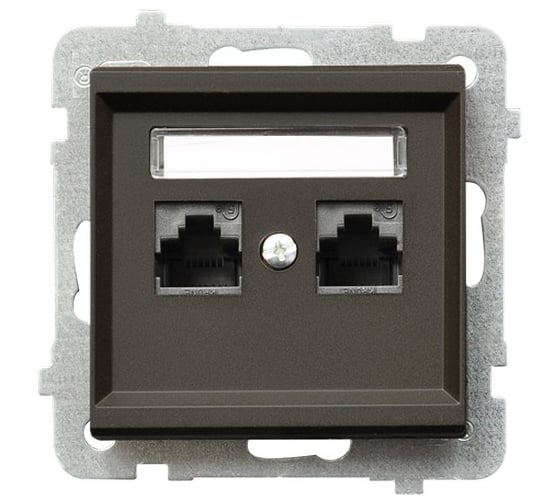 Компьютерная розетка Ospel Sonata 2-я, категория 5e, RJ-45, без рамки, шоколадный металлик GPK-2R/K/m/40