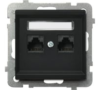 Компьютерная розетка Ospel Sonata 2-я, категория 5e, RJ-45, без рамки, черный металлик GPK-2R/K/m/33