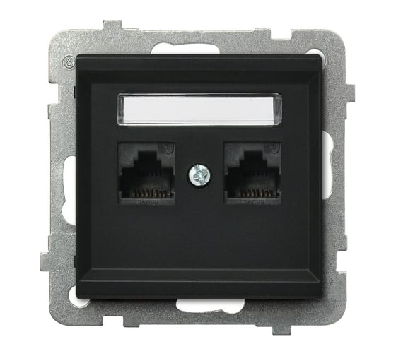 Компьютерная розетка Ospel Sonata 2-я, категория 5e, RJ-45, без рамки, черный металлик GPK-2R/K/m/33 1