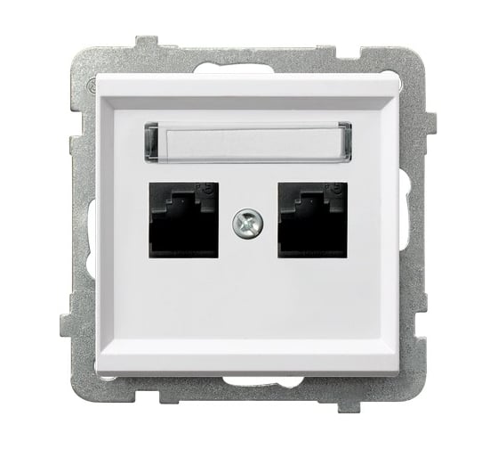 Компьютерная розетка Ospel Sonata 2-я, категория 5e, RJ-45, без рамки, белый GPK-2R/K/m/00