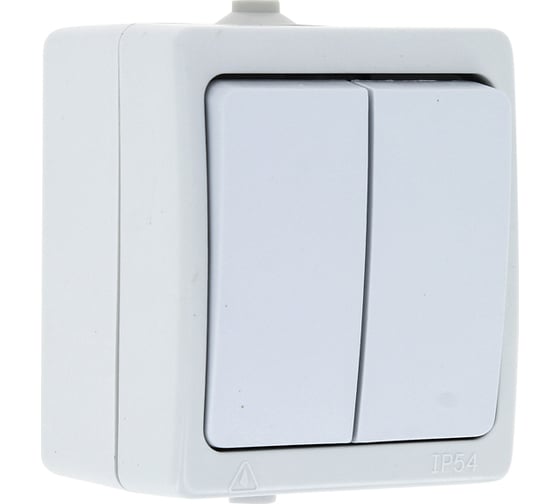 Выключатель EKF Венеция, 2-клавишный, 10А, IP54, белый, SQ EVV10-023-10-54