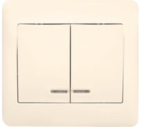 Выключатель 2-клавишный с индикатором,10А, бежевый Simple SQ София EKF ELV10-123-20