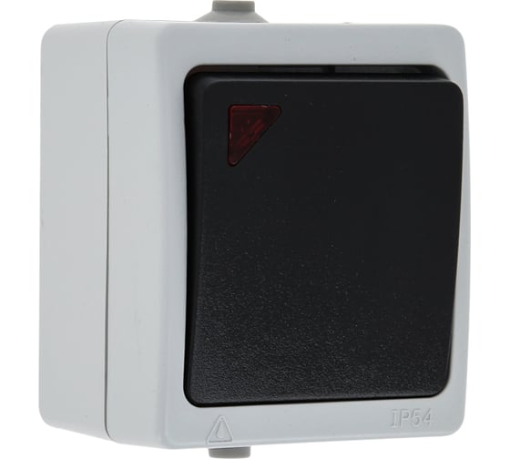 Выключатель EKF Венеция, 1-клавишный, с индикатором, 10А, IP54, серый, SQ EVV10-121-30-54