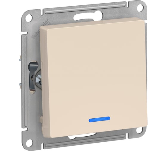 1-клавишный выключатель Systeme Electric ATLASDESIGN с подсветкой, 10АХ, БЕЖЕВЫЙ ATN000213