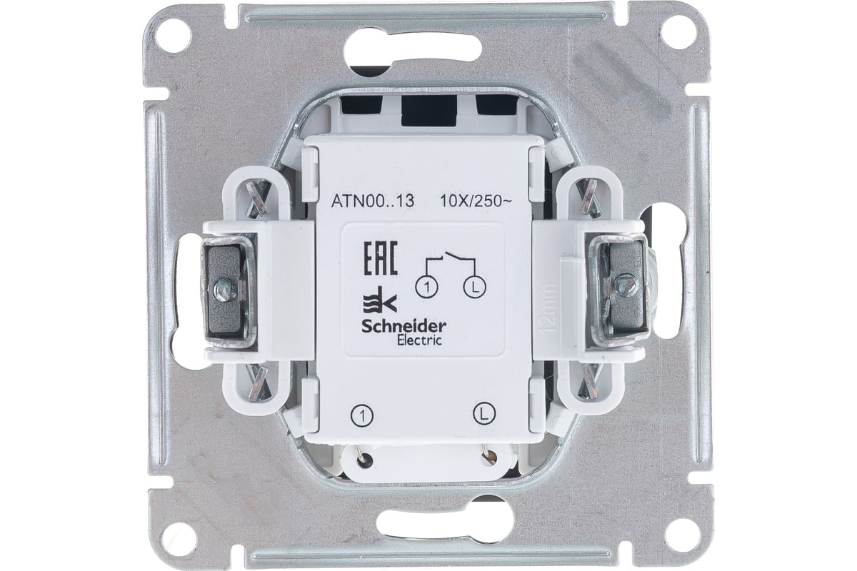 1-клавишный выключатель Systeme Electric ATLASDESIGN с подсветкой, сх ...