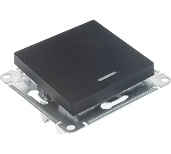1-клавишный выключатель Systeme Electric ATLASDESIGN с подсветкой, сх.1а, 10АХ, КАРБОН ATN001013