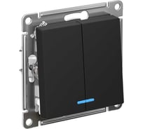 2-клавишный выключатель Systeme Electric ATLASDESIGN с подсветкой, 10АХ, КАРБОН ATN001053