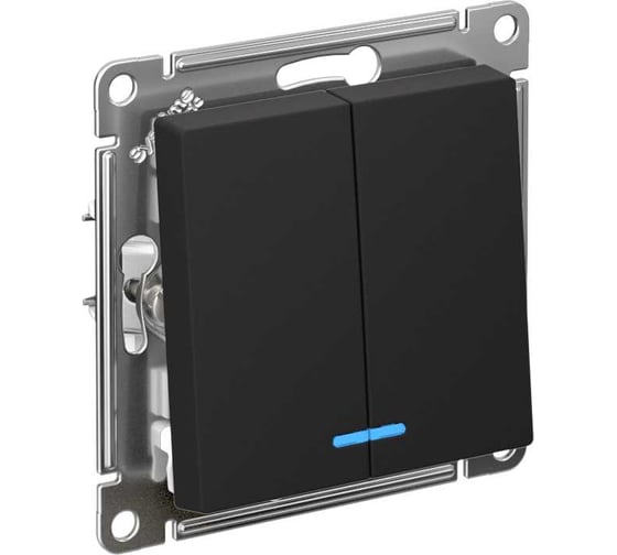 2-клавишный выключатель Systeme Electric ATLASDESIGN с подсветкой, 10АХ, КАРБОН ATN001053 1