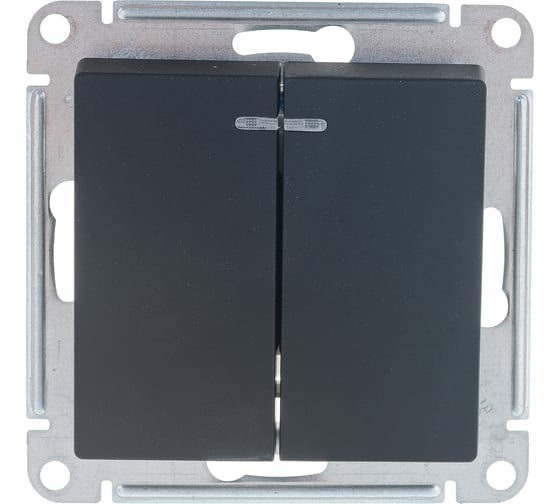 2-клавишный выключатель Systeme Electric ATLASDESIGN с подсветкой, 10АХ, КАРБОН ATN001053 1