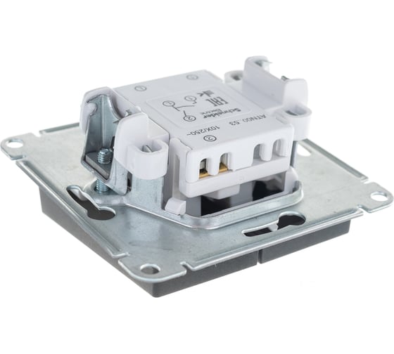2-клавишный выключатель Systeme Electric ATLASDESIGN с подсветкой, 10АХ, КАРБОН ATN001053