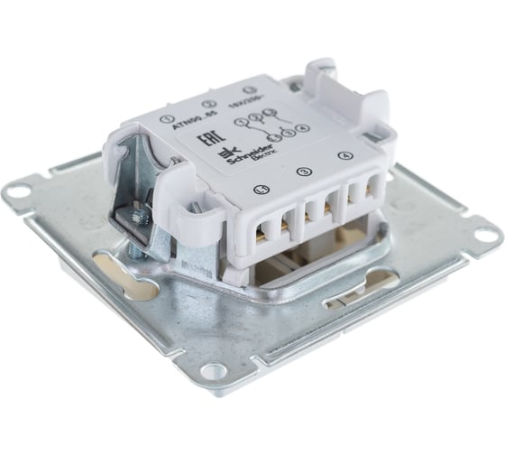 2-клавишный переключатель Systeme Electric ATLASDESIGN 10АХ, АЛЮМИНИЙ ATN000365