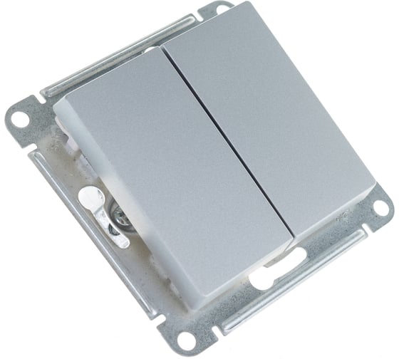 2-клавишный переключатель Systeme Electric ATLASDESIGN 10АХ, АЛЮМИНИЙ ATN000365