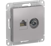 Розетка Systeme Electric (Schneider Electric) Atlasdesign двойная комп+ТВ, RJ45+TV, кат.5E, алюминий ATN000389