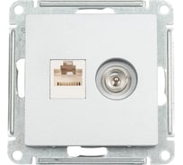 Розетка Systeme Electric (Schneider Electric) Atlasdesign двойная комп+ТВ, RJ45+TV, кат.5E, алюминий ATN000389