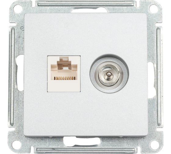 Розетка Systeme Electric (Schneider Electric) Atlasdesign двойная комп+ТВ, RJ45+TV, кат.5E, алюминий ATN000389 1