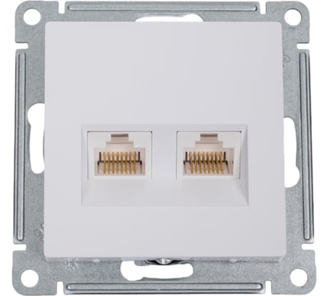 Розетка компьютерная двойная Systeme Electric AtlasDesign, RJ45 + RJ45, 5e, механизм, Белый ATN000185