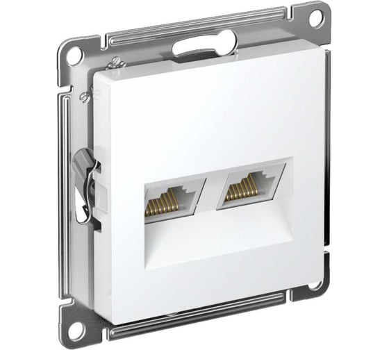 Розетка двойная компьютерная Systeme Electric (Schneider Electric) ATLASDESIGN RJ45+RJ45, кат.5E,, БЕЛЫЙ ATN000185 1