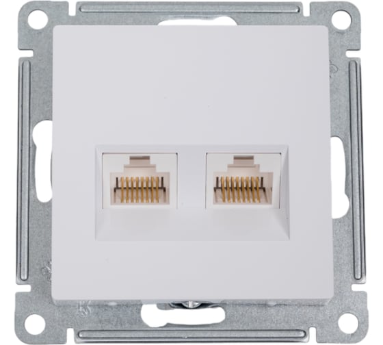 Розетка двойная компьютерная Systeme Electric (Schneider Electric) ATLASDESIGN RJ45+RJ45, кат.5E,, БЕЛЫЙ ATN000185 1