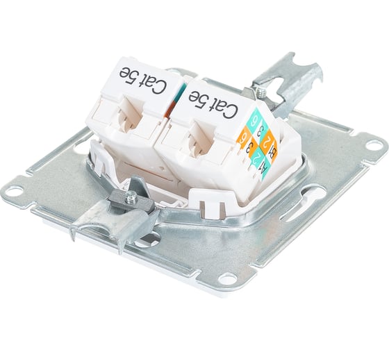 Двойная компьютерная розетка Systeme Electric ATLASDESIGN RJ45+RJ45, категория 5E, БЕЛЫЙ ATN000185