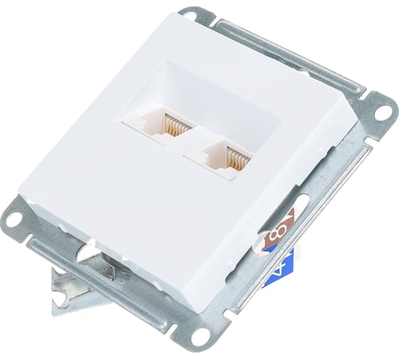 Двойная компьютерная розетка Systeme Electric ATLASDESIGN RJ45+RJ45, категория 5E, БЕЛЫЙ ATN000185
