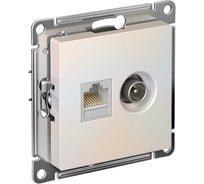 Двойная компьютерная+ТВ розетка Systeme Electric ATLASDESIGN RJ45+TV, категория 5E, ЖЕМЧУГ ATN000489