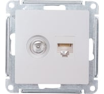 Двойная компьютерная+ТВ розетка Systeme Electric ATLASDESIGN RJ45+TV, категория 5E, ЖЕМЧУГ ATN000489