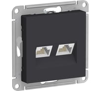 Розетка двойная компьютерная Systeme Electric (Schneider Electric) ATLASDESIGN RJ45+RJ45, кат.5E,, КАРБОН ATN001085