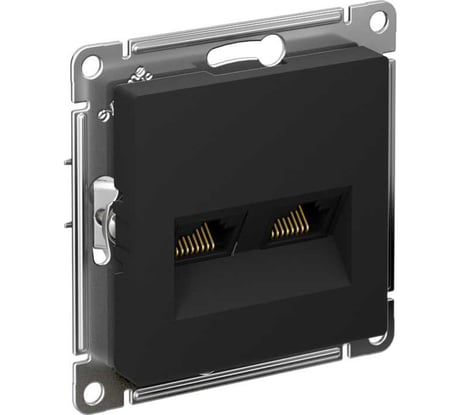 Розетка компьютерная двойная Systeme Electric AtlasDesign, RJ45 + RJ45, 5e, механизм, Карбон ATN001085