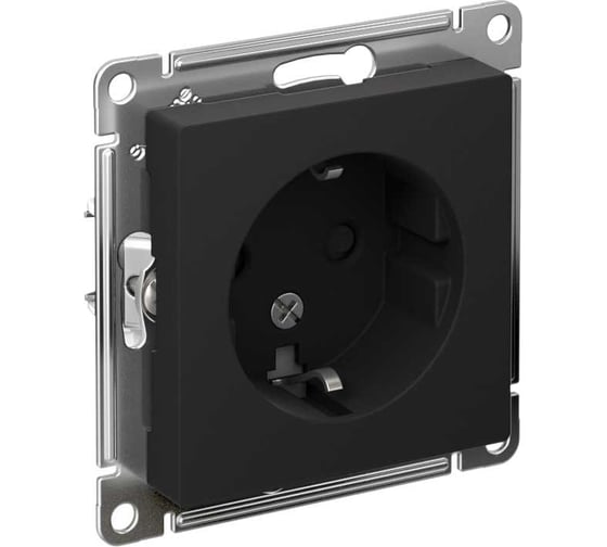 РОЗЕТКА с заземлением со шторками, 16 А, КАРБОН Systeme Electric (Schneider Electric) ATLASDESIGN ATN001045