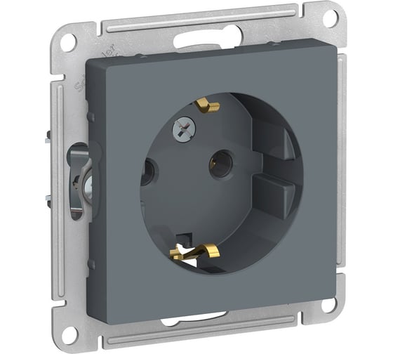 Розетка Systeme Electric ATLASDESIGN с заземлением, 16А, ГРИФЕЛЬ ATN000743