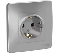 Розетка Systeme Electric BLANCA с заземлением без шторок, АЛЮМИНИЙ BLNRS001013