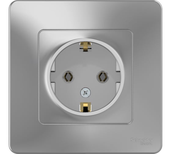 Розетка Systeme Electric BLANCA с заземлением без шторок, АЛЮМИНИЙ BLNRS001013