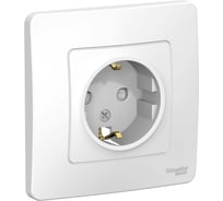 Розетка Systeme Electric BLANCA с заземлением со шторками, БЕЛЫЙ BLNRS001111