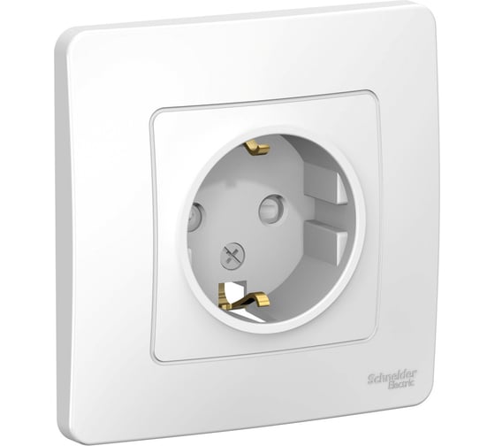 Розетка Systeme Electric BLANCA с заземлением со шторками, БЕЛЫЙ BLNRS001111