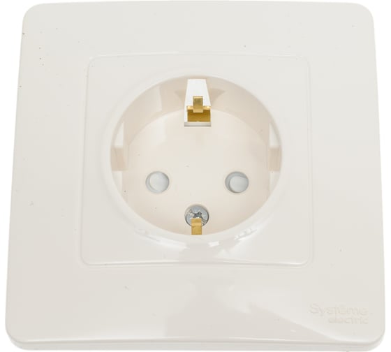 Розетка Systeme Electric BLANCA с заземлением, со шторками, МОЛОЧНЫЙ BLNRS001112