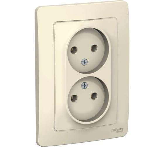 Двойная розетка Systeme Electric BLANCA без заземления, без шторок, МОЛОЧНЫЙ BLNRS000022 1