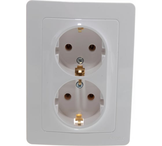 Двойная розетка Systeme Electric BLANCA с заземлением, без шторок, БЕЛЫЙ BLNRS001021