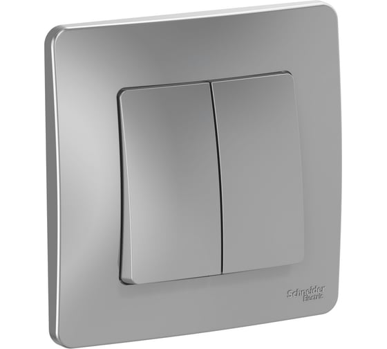 2-клавишный выключатель Systeme Electric BLANCA 10А, 250B, АЛЮМИНИЙ BLNVS010503