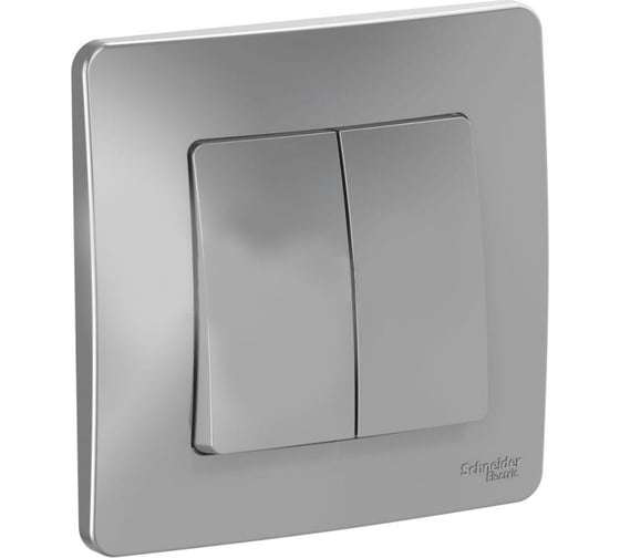 2-клавишный выключатель Systeme Electric BLANCA 10А, 250B, АЛЮМИНИЙ BLNVS010503