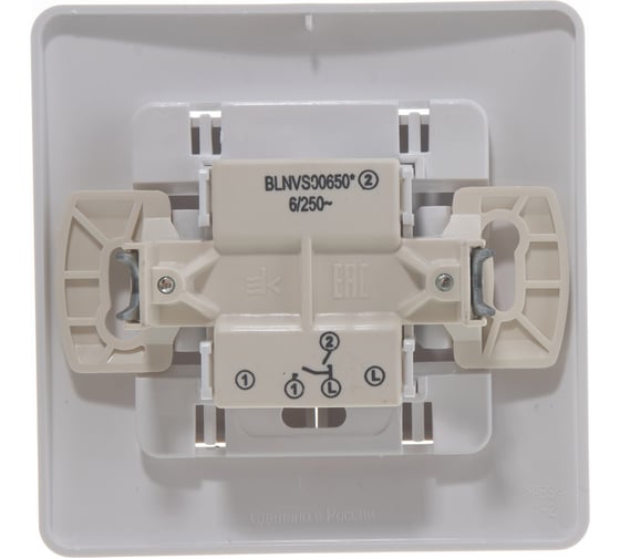 2-клавишный выключатель Systeme Electric BLANCA 6А, 250В, БЕЛЫЙ BLNVS006501