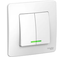 2-клавишный выключатель Systeme Electric BLANCA с подсветкой, БЕЛЫЙ BLNVS010511