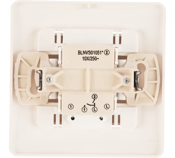 2-клавишный выключатель Systeme Electric BLANCA с подсветкой 10А, 250B, МОЛОЧНЫЙ BLNVS010512